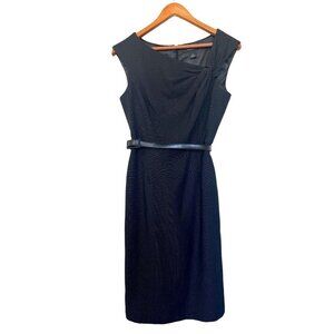 WHBM Charcoal Grey Belted Sheath Dress 6